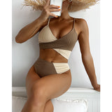 Patchwork Bandeau Bikini Set for Women