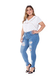 RIPPED STRETCH WASHED SLIM FIT PLUS SIZE JEANS