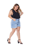 FRAYED WOMEN PLUS SIZE DENIM SHORTS