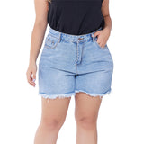 FRAYED WOMEN PLUS SIZE DENIM SHORTS