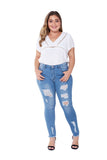 RIPPED STRETCH WASHED SLIM FIT PLUS SIZE JEANS