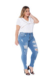RIPPED STRETCH WASHED SLIM FIT PLUS SIZE JEANS