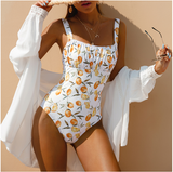 SEXY PRINT BANDEAU SWIMSUIT