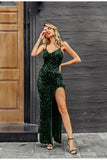 SEXY V NECK SEQUINED LONG DRESS