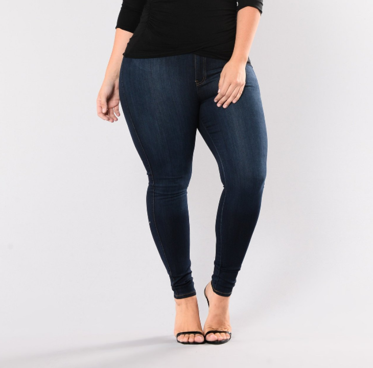HIGH WAIST STRETCH SLIM PLUS SIZE WOMEN  DENIM SKINNY PANTS