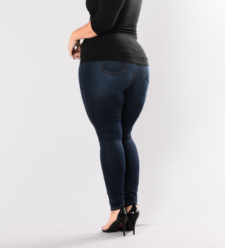 HIGH WAIST STRETCH SLIM PLUS SIZE WOMEN  DENIM SKINNY PANTS