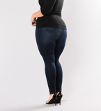 HIGH WAIST STRETCH SLIM PLUS SIZE WOMEN  DENIM SKINNY PANTS