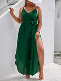 WAIST TIGHT SLEEVELESS V-NECK PLUS SIZE DRESS