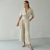 HIGH STREET SHORT SLEEVE V-NECK TWO PIECE SET