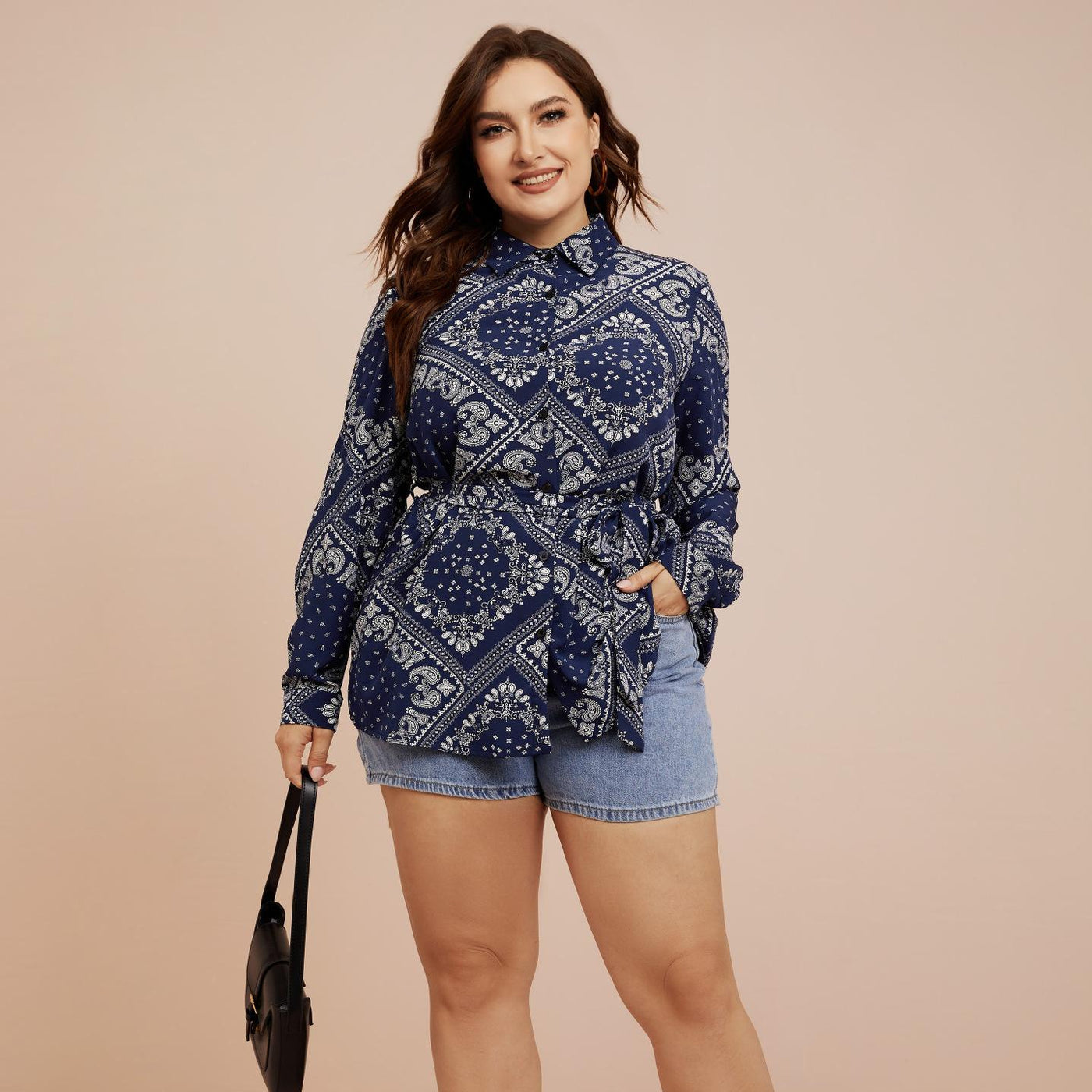 Floral Print Vintage Long Sleeve Shirt for Women