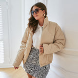 AUTUMN NEW PLAIN COTTON-PADDED CLOTH PLUS SIZE JACKET