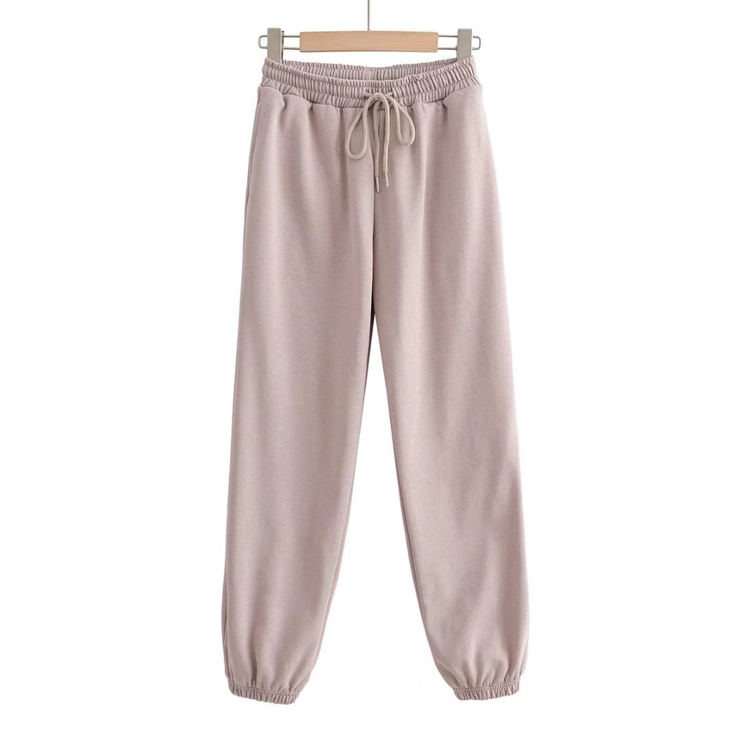 CASUAL SIMPLE ELASTIC WAIST TIGHT BOTTOM TRACK PANTS