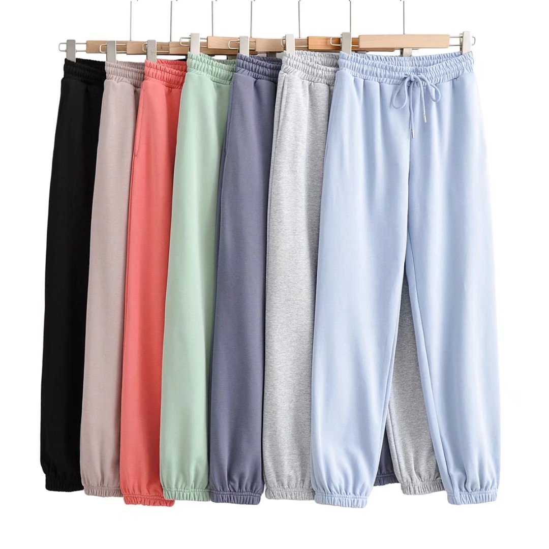 CASUAL SIMPLE ELASTIC WAIST TIGHT BOTTOM TRACK PANTS