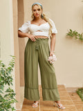 CASUAL SOLID COLOUR SPRING AND SUMMER PLUS SIZE PANTS