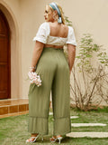 CASUAL SOLID COLOUR SPRING AND SUMMER PLUS SIZE PANTS