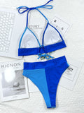 SPLIT SWIMSUIT SOLID COLOR STITCHING BIKINI