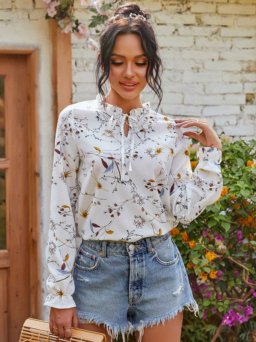 FLORAL TIE PRINTED TOP
