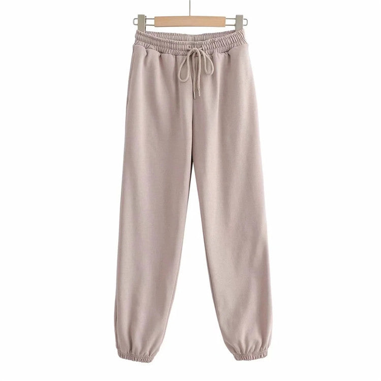 CASUAL SIMPLE ELASTIC WAIST TIGHT BOTTOM TRACK PANTS