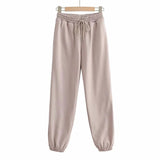 CASUAL SIMPLE ELASTIC WAIST TIGHT BOTTOM TRACK PANTS