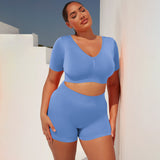 Seamless Tight Short Sleeve Shorts Exercise & Yoga Suit