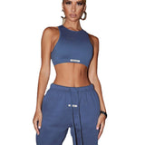 SLIM FIT MIDRIFF-BARING VEST LOOSE SHORTS SUIT