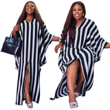 FASHION STRIPED PLUS SIZE WOMEN DRESS
