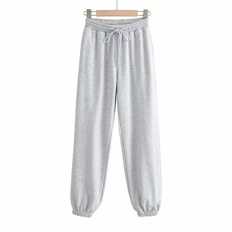 CASUAL SIMPLE ELASTIC WAIST TIGHT BOTTOM TRACK PANTS
