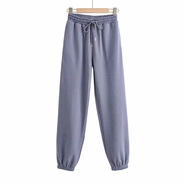 CASUAL SIMPLE ELASTIC WAIST TIGHT BOTTOM TRACK PANTS