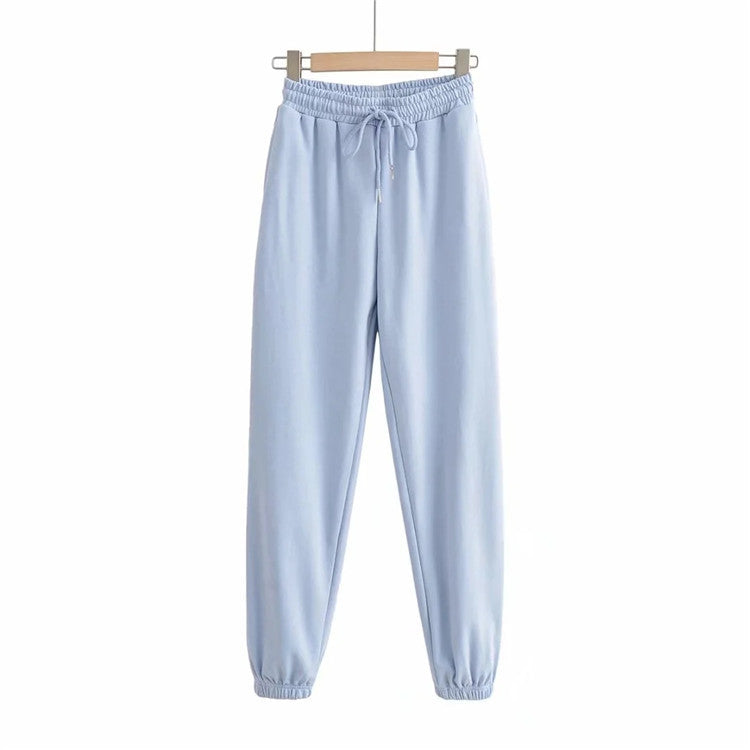CASUAL SIMPLE ELASTIC WAIST TIGHT BOTTOM TRACK PANTS