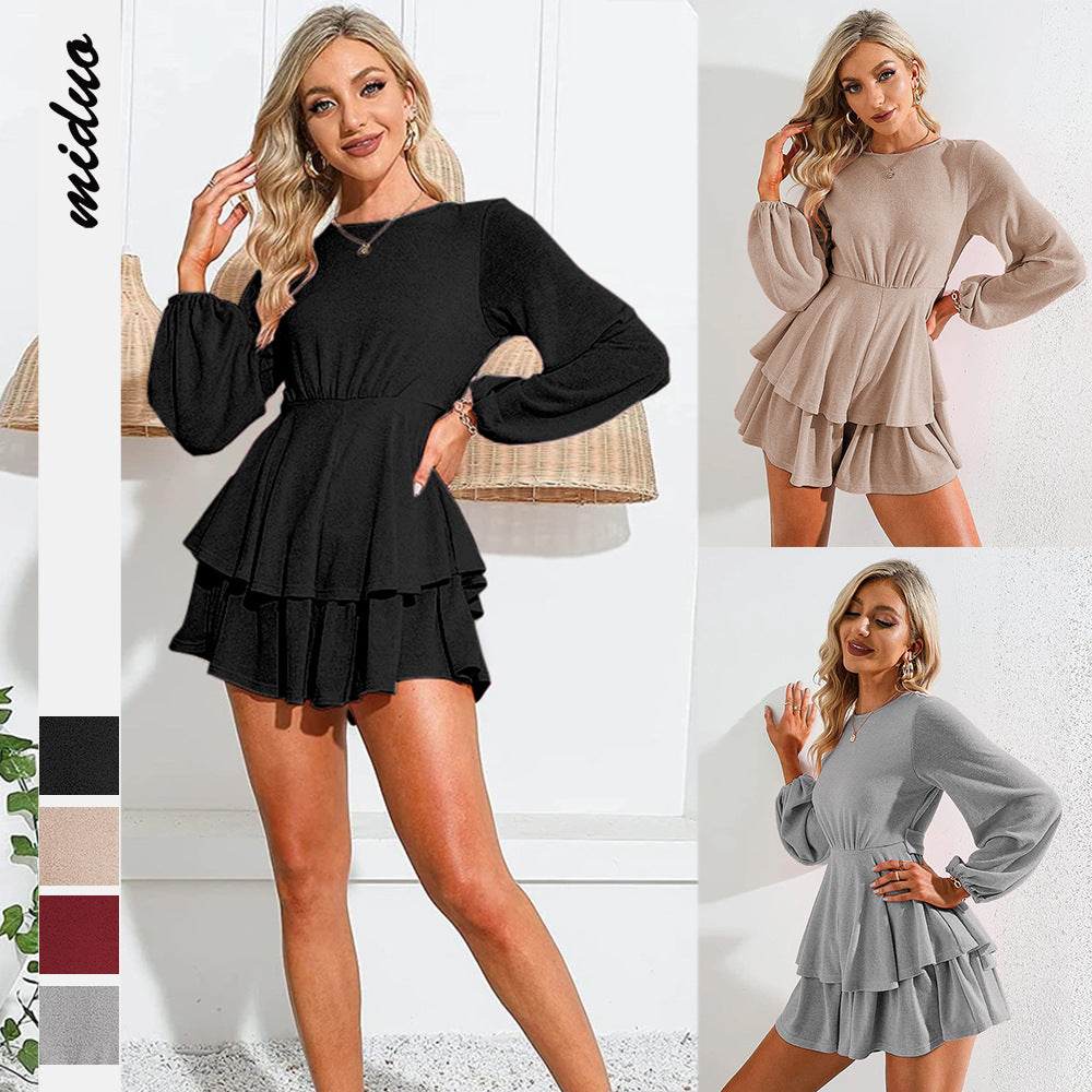 BACKLESS LANTERN LONG SLEEVE MINI DRESS
