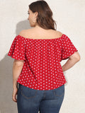 Plus Size Off Shoulder Short Sleeve Loose Fit Top for Women