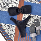 WOMEN SWIMWEAR RING HOLLOW-OUT TUBE TOP BIKINI