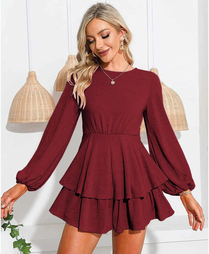 BACKLESS LANTERN LONG SLEEVE MINI DRESS