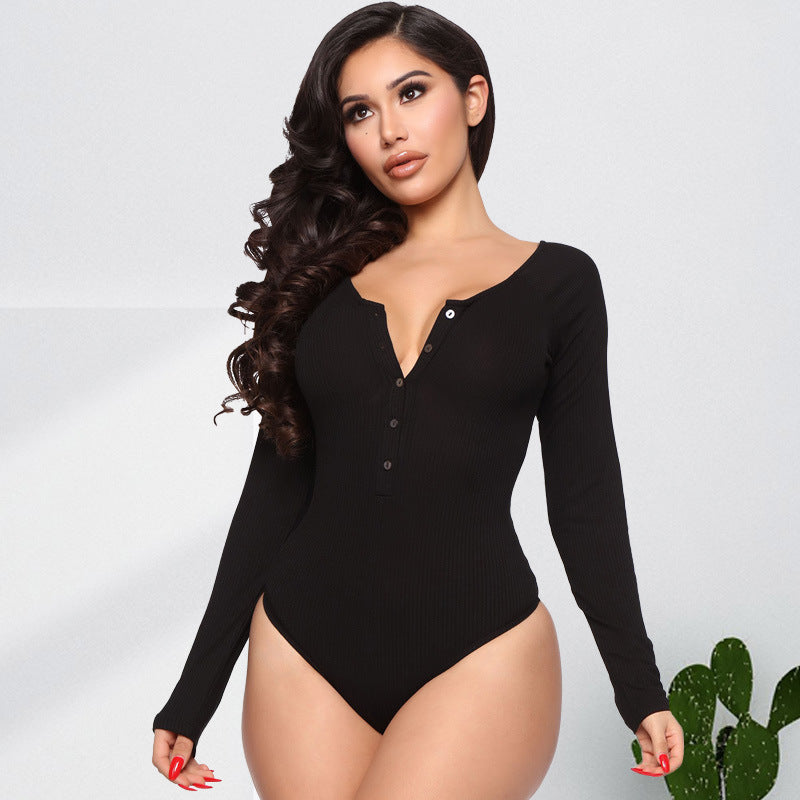 AUTUMN AND WINTER NEW U COLLA LONG SLEEVE PLUS SIZE JUMPSUIT
