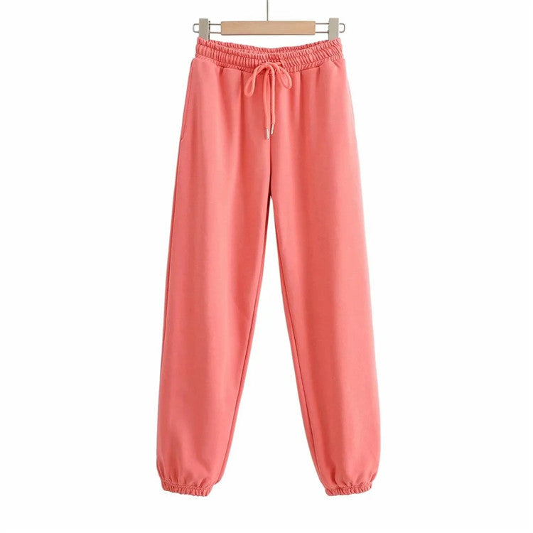 CASUAL SIMPLE ELASTIC WAIST TIGHT BOTTOM TRACK PANTS