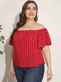 Plus Size Off Shoulder Short Sleeve Loose Fit Top for Women