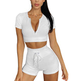 SEAMLESS SPORTS YOGA WORKOUT SHORT SLEEVE SHORTS SUIT