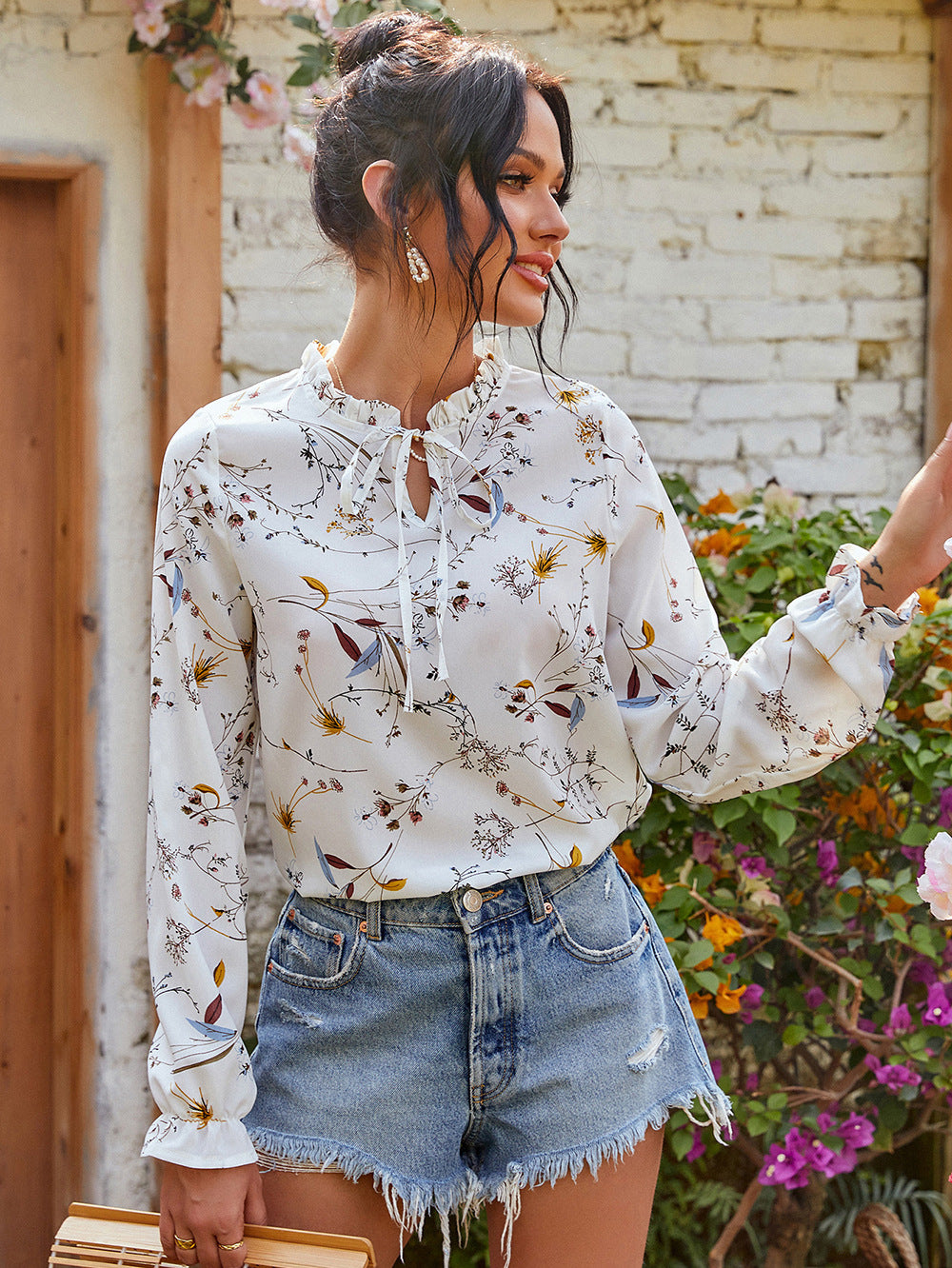 FLORAL TIE PRINTED TOP