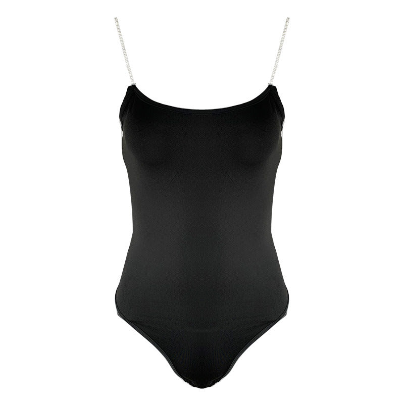 SUMMER   NEW DIAMOND CHAIN SUSPENDERS TIGHT BACKLESS BODYSUIT
