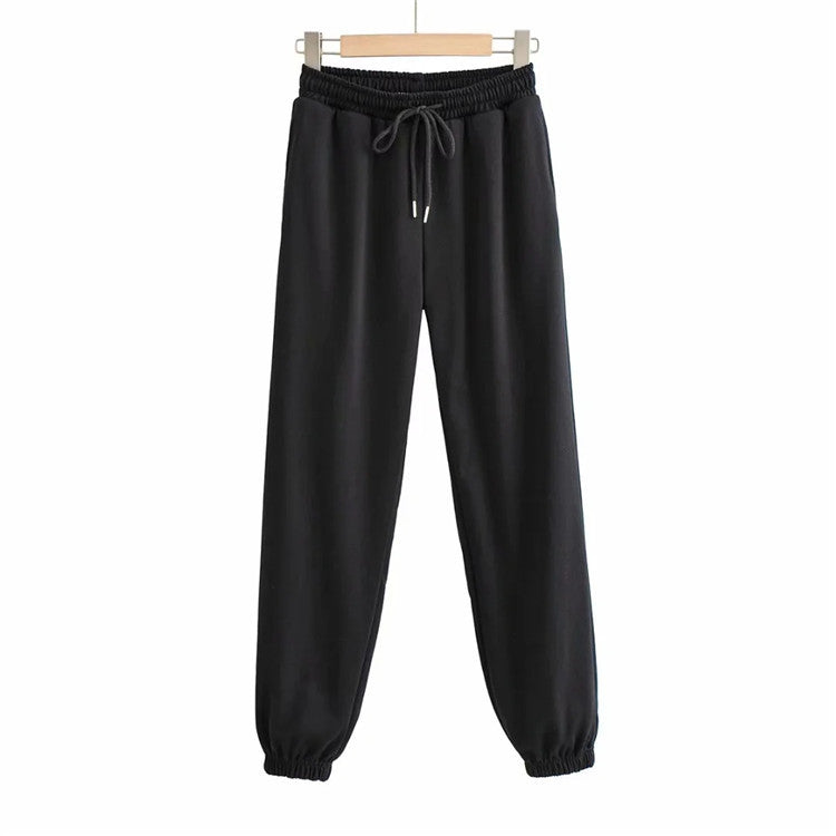CASUAL SIMPLE ELASTIC WAIST TIGHT BOTTOM TRACK PANTS