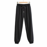 CASUAL SIMPLE ELASTIC WAIST TIGHT BOTTOM TRACK PANTS