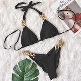 GOLDEN DIAMOND CHAIN SPLIT SWIMSUIT