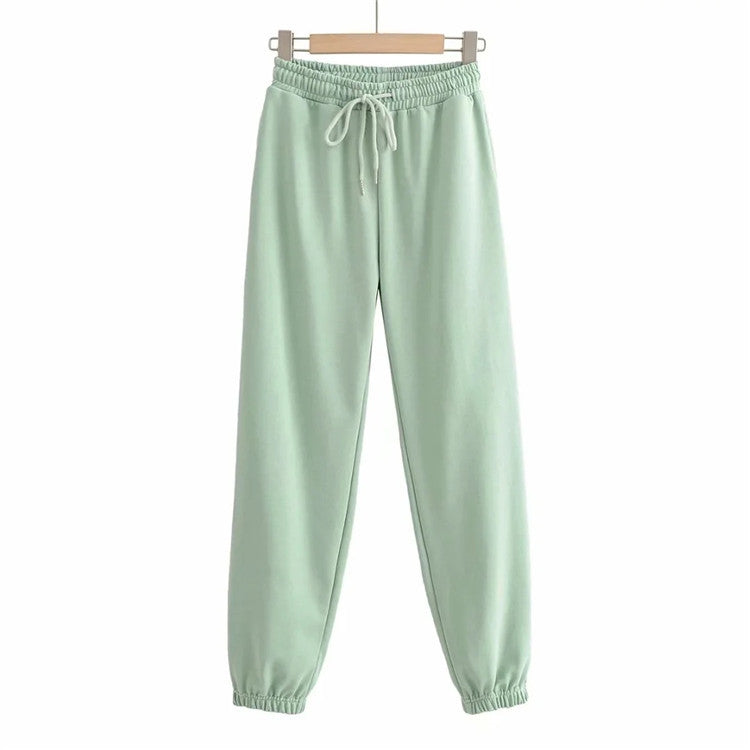 CASUAL SIMPLE ELASTIC WAIST TIGHT BOTTOM TRACK PANTS